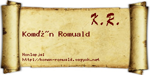 Komán Romuald névjegykártya